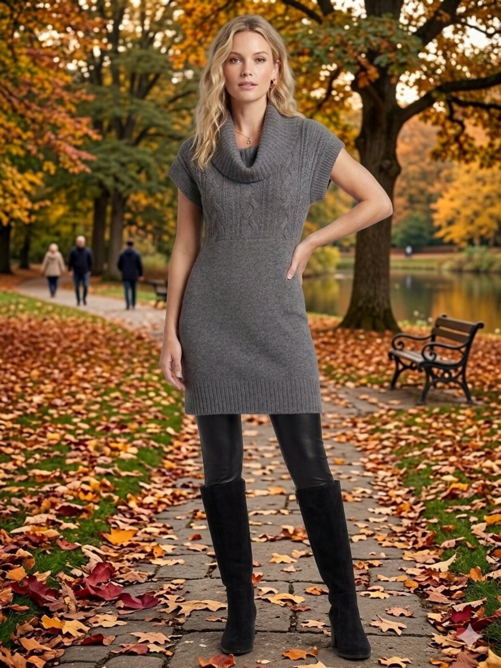 Banana Republic Gray Cable-Knit Cowl Neck Sweater Dress